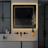 LED Spiegel Quadratisch | Wandschalter-Steuerung | Warmweißes Licht - Reyze Seria Good Vibes Model 3